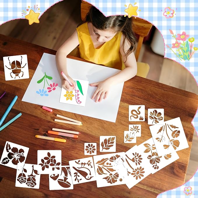 100Pcs Flower Stencils 4 Sizes 1.5/2/3/4 Inch Reusable Floral Drawing Templates - Image 8