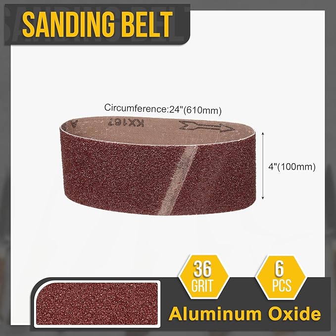 4 x 24 Inch Sanding Belt, 10 Pcs 36 Grit Knife Sharpener Belts Work Sharpening for Belt Sander Knife Carving Tool Metal Working