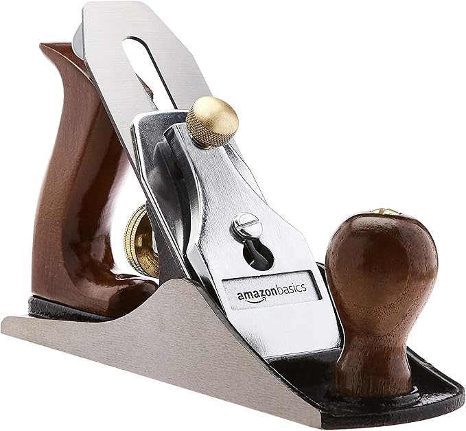 Amazon Basics No.4 Adjustable Universal Precision Smoothing Bench Hand Plane with 2-Inch Blade and Wooden Handles, Brown