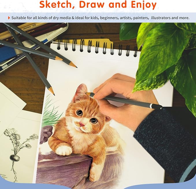 FIXSMITH 9"X12" Sketch Book | 160 Sheets | 2 Pack Sketchbooks | Top Spiral - Image 7