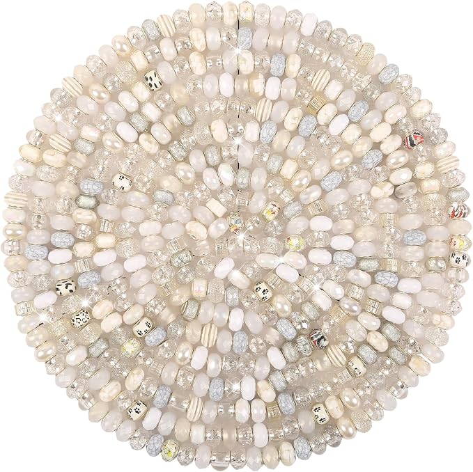 Large Hole Beads Spacer Beads White Assorted European Craft Big Beads Large by BRACELETMAKINGKIT