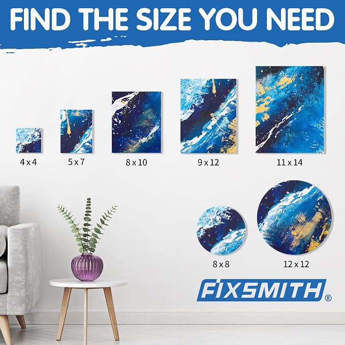 FIXSMITH 21 Pack Stretched Canvases, Round Canvas 12x12, 100% Cotton, Primed - Image 7