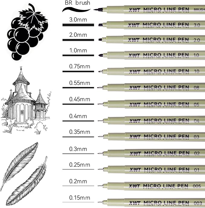 12+1 Fineliner Drawing Art Pens, Watercolor, Calligraphy, and Detail Outlining - Image 3