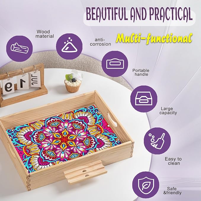 EWJRNSF Diamond Art Kits for Adults Wooden Serving Trays - Image 4