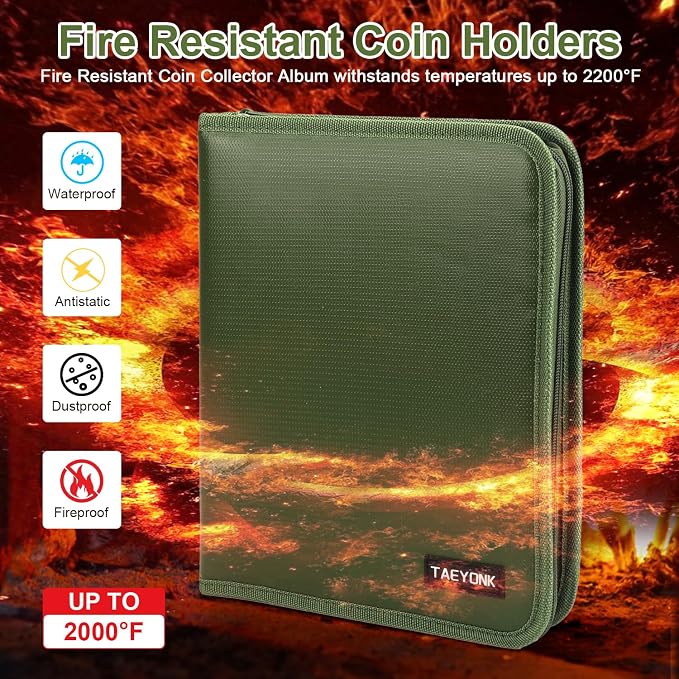 Coin Collection Book Holder for Collectors, 520 Pockets Fireproof Coins - Image 2