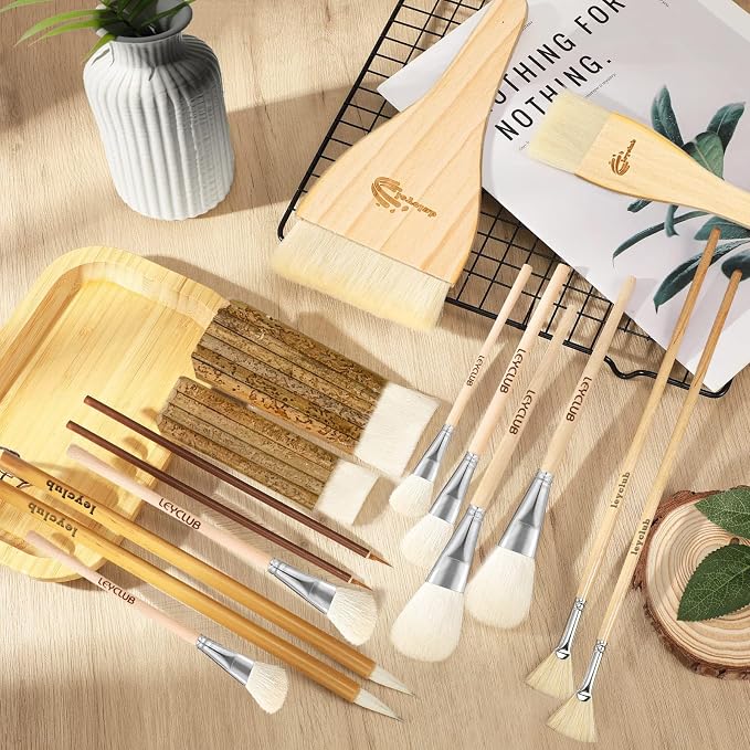 Pottery Glaze Brushes, Different Shape Wool Soft Bristle - Image 4