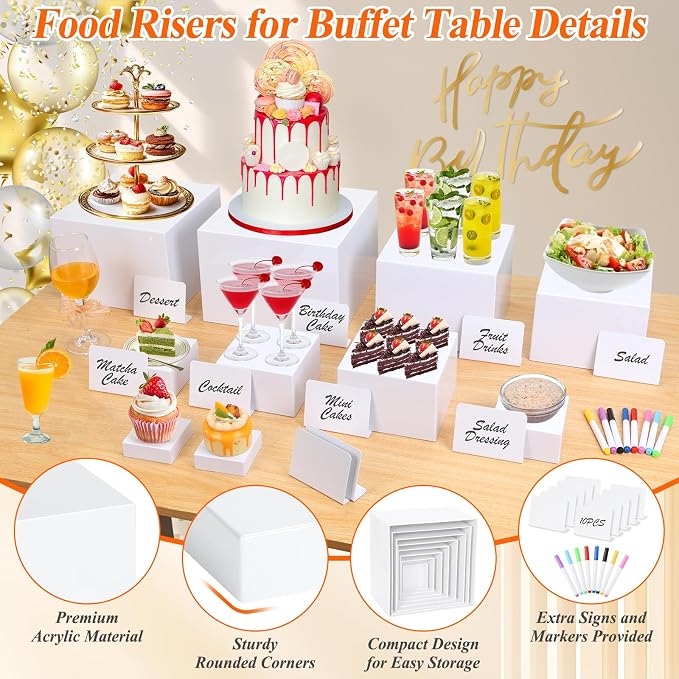 10 Pcs White Acrylic Buffet Risers - Image 8