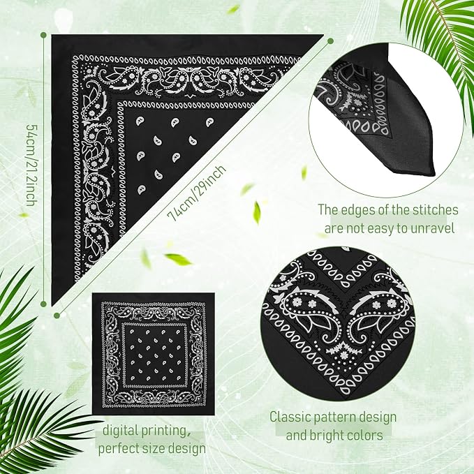 100 Pack Bandanas Unisex Paisley Bandanas Bulk Multi Purpose Cowboy Head Wrap - Image 3