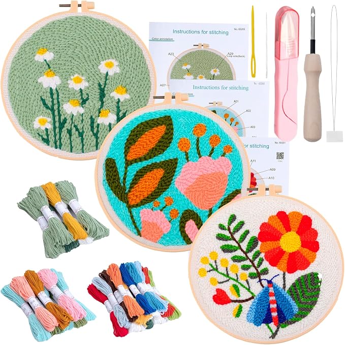 Peotclola Punch Needle Kit for Adults, 3 Sets Punch Needle Kits Beginner DIY by Peotclola