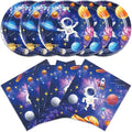 40 Pcs Space Birthday Decorations Blue Galaxy Planet Birthday Paper Plates and by Unknown