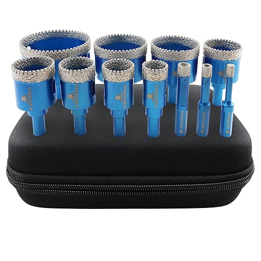 Tile Hole Saw Kit Diamond- BRSCHNITT 11pcs Diamond Core Drill Bit for Porcelain Tile Ceramic Marble Granite Drilling Triangle Shank