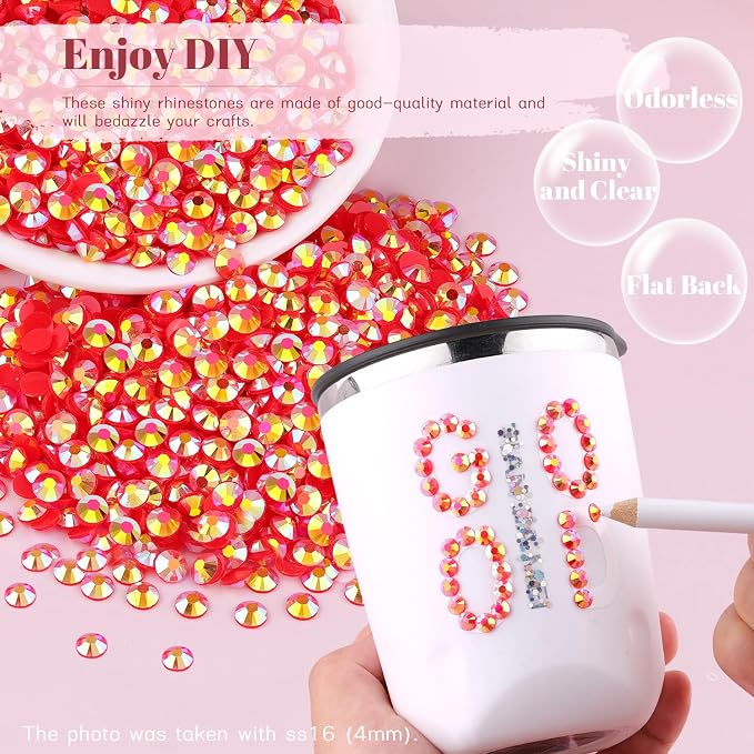 8000PCS 3mm Resin Jelly Rhinestones in Bulk, Bedazzling Flatback Crystals - Image 4