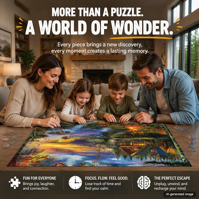 Puzzles for Adults 1000 Pieces, 2 Pack Unique 1000 Piece Lake and Night View - Image 4
