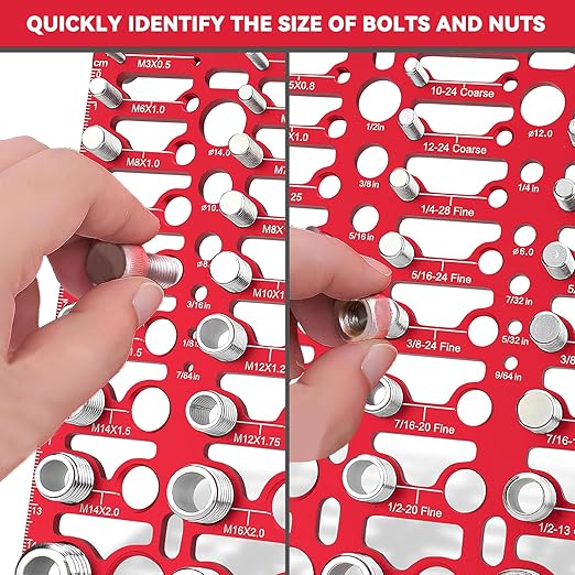 55 Thread Checker - Nut and Bolt Thread Checker Standard and Metric, Bolt Size Finder Bolt and Nut Identifier Gauge with 20 Standard & 16 Metric & 19 Drill Gauges, Bolt Thread Gauge Inch & Metric