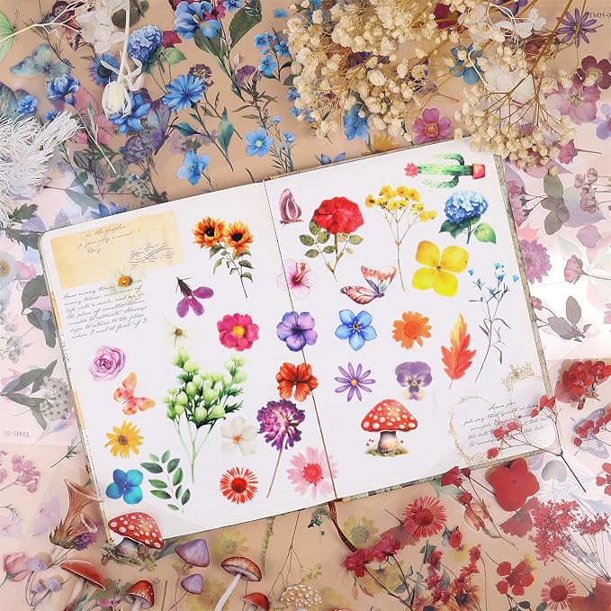 500Pcs Natural Flower Stickers - Image 3