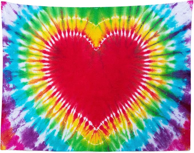 BELECO Tie Dye Party Backdrop Fabric 5x3ft Watercolor Rainbow Heart Shape Love - Image 4