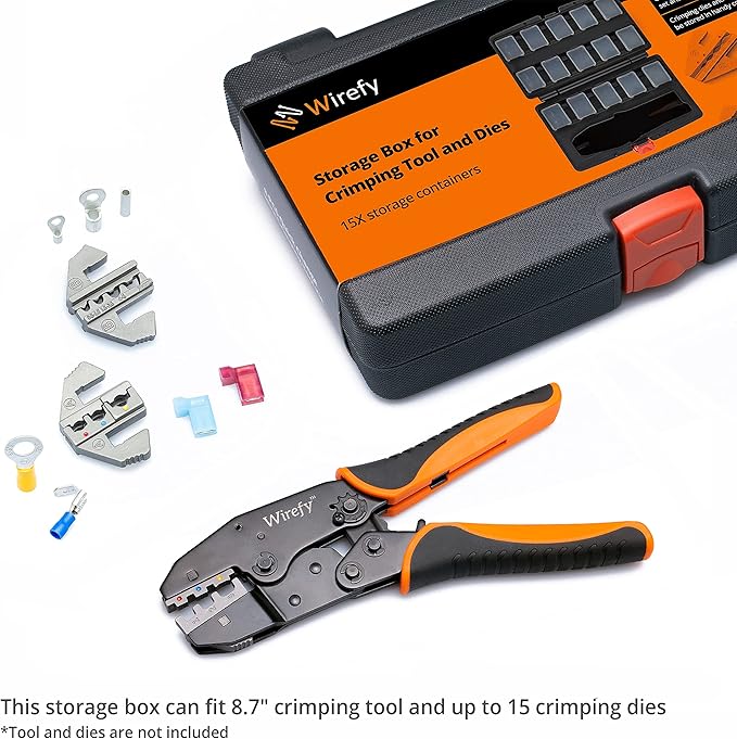 Wirefy Storage Container for 8.7" Crimping Tool and Quick Change Crimping Dies - 15 Slots for Individual Crimping Dies