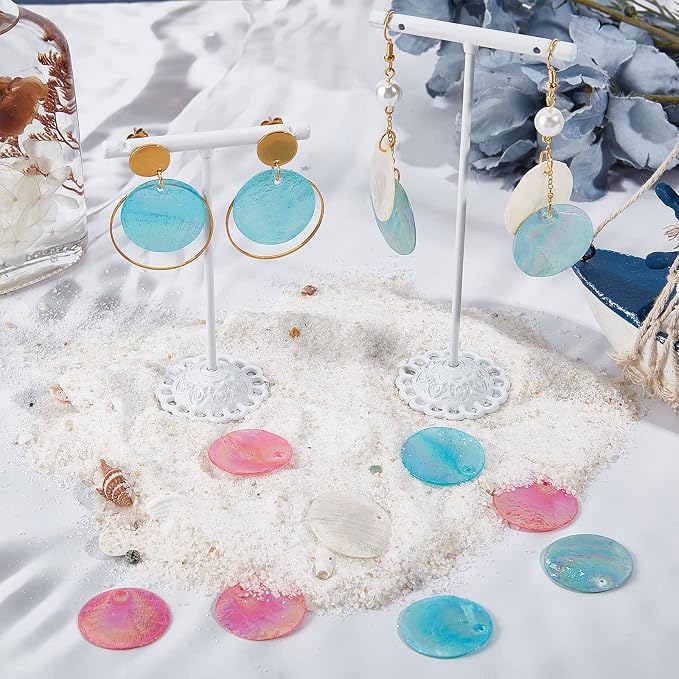 SUNNYCLUE 1 Box 40Pcs Shell Charms Seashell Charm Capiz Shells Slices AB Color - Image 4