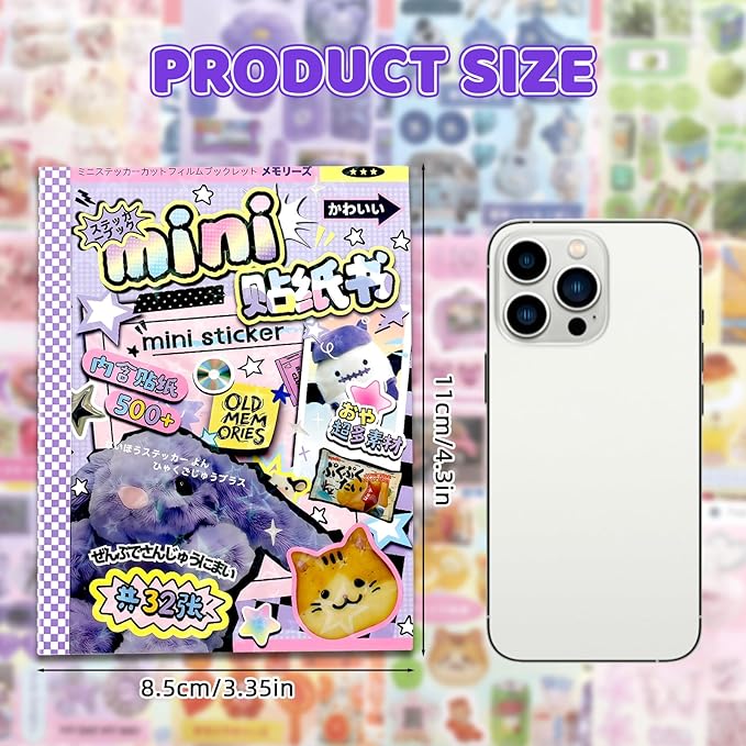 Tmtains 32 Sheets Japanese Manga Style Sticker Book 500+Pcs Heisei Retro - Image 3