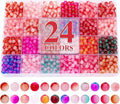 XSEINO About 1200+ pcs 6mm Glass Beads Bracelet Making Kit, 24 Assorted Red by XSEINOiscreating%EF%BC%81