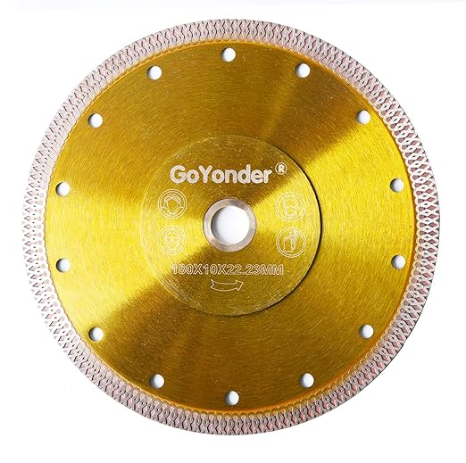 GoYonder 7 Inch Diamond Saw Blade,Super Thin Diamond Saw Blade for Cutting Ceramic Porcelain Tile Granite Marble Suitable for Angle Grinders with 7/8" or 5/8" Arbor