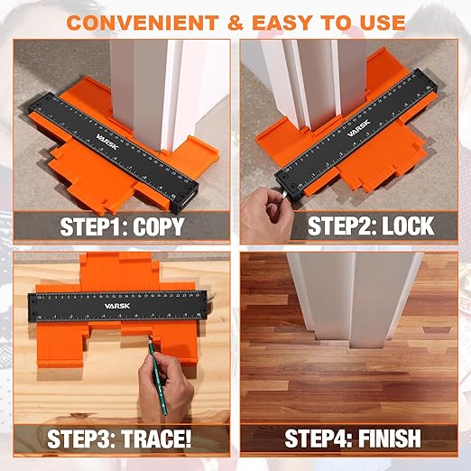 VARSK Contour Gauge Tool with Lock 5+10 Inch - Measuring Scribe Profile Tool, Birthday Gifts for Men Dad Him, Cool Gadgets Tools for Men DIY Handyman, Woodworking Tools for Measuring Flooring