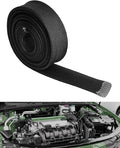 Fiberglass Hose Heat Shield Sleeve Spark Plug Wire Heat Protector Boots Auto Hose Roll 2500 Degree for Car&Auto Wire Loom Brake Line Cable (Black 1" IDX10')