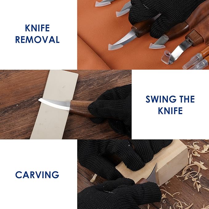 RexTact Wood Carving Kit Deluxe Hand Carving Tool Set, 16 Wood Whittling Kit High-Carbon Steel, Wood Art Tools 8 Whittling Knives & 4 Detail Carving Knives for Beginner &Professional Christmas Gift