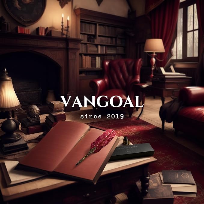 VANGOAL Vintage Carving Feather Pen Set, Glittering Quill Pen Set Antique - Image 4