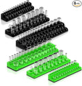 Olsa Tools Magnetic Socket Organizer | 6 Piece Socket Holder Set | 1/2-inch, 3/8-inch, & 1/4-inch Drive | Metric Black, SAE Green | Holds 143 Sockets | Professional Quality Tool Organizers