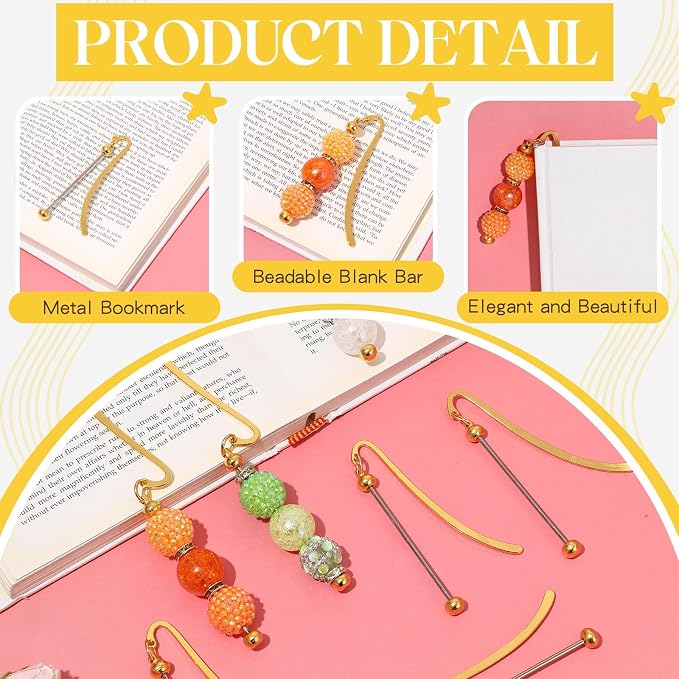 Dunzoom 8 Pcs Beadable Bookmarks DIY Metal Blank Bar Bookmark - Image 3