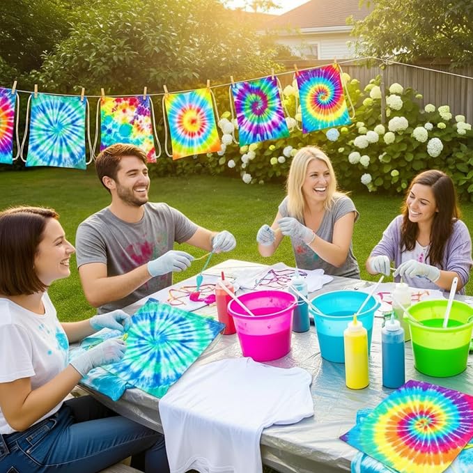 Saintrygo 12/6 Pcs Tie Dye Cotton Drawstring Bags Sublimation Blank Backpack - Image 3