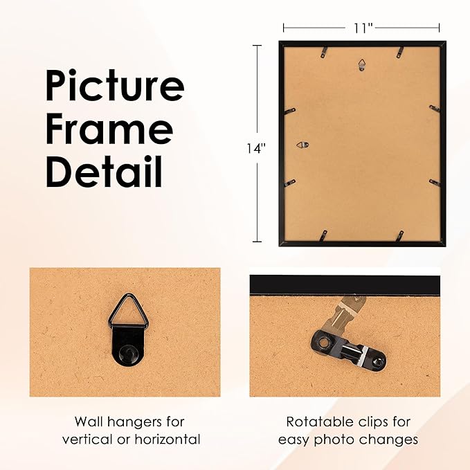 FIXSMITH 11x14 Picture Frame Set of 6, Display Pictures 8x10 - Image 4