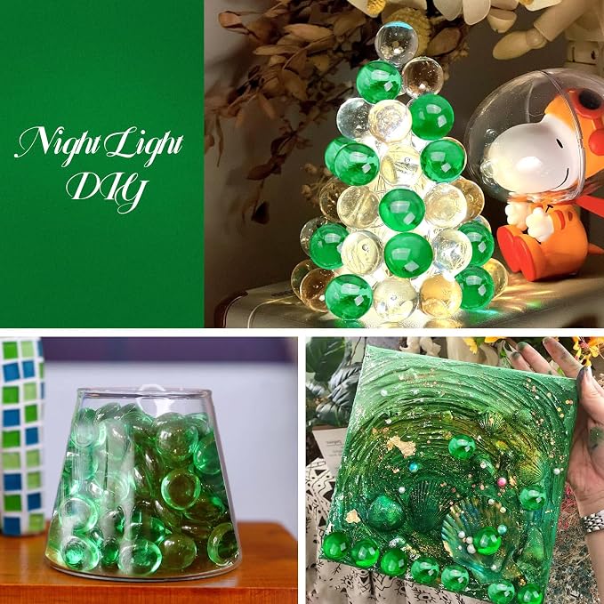 10LB Green Flat Glass Marbles for Vases, Gemstone Beads Vase Filler Decorative - Image 5