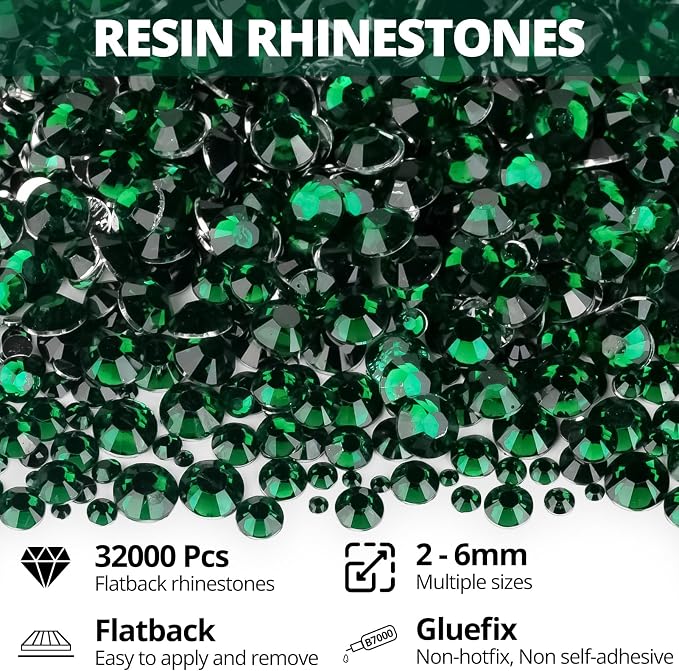 32000Pcs Emerald Green Rhinestones - Image 2
