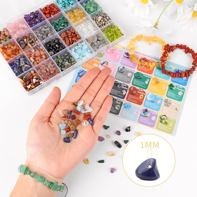 Crystal Chips Beads for Jewelry Making, 24 Colors Natural Gemstone Beads Making - Image 5
