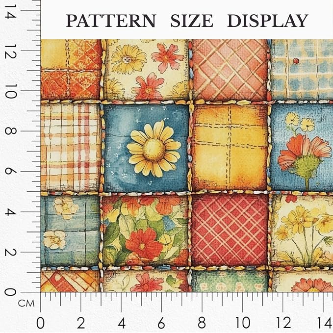 Sunny Garden Patchwork Cotton Fabric Panel 61 x 36.6 Inches, Floral Rustic - Image 3