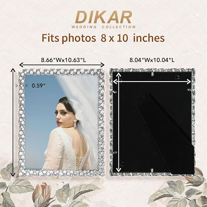 DIKAR 8x10 Picture Frame with White Pearls as Wedding gifts, Wedding Picture - Image 3