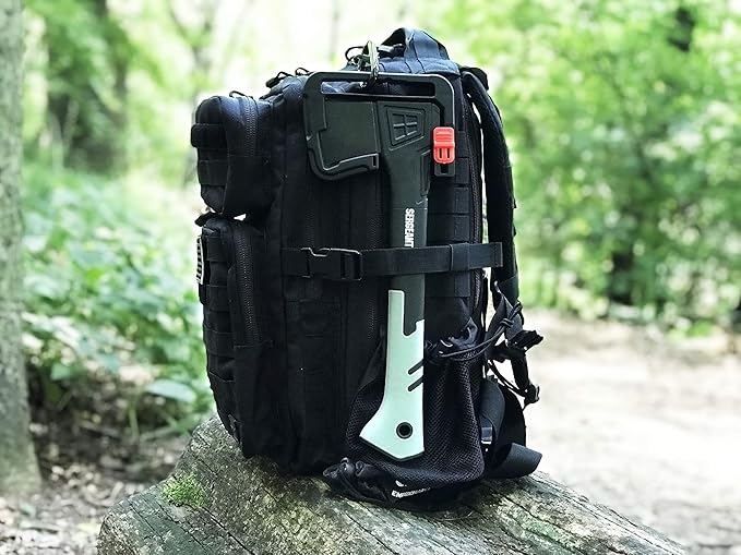Camping Hatchet SGT-14 Inch, Camp Axe Survival Hatchet Tactical Outdoor Camping Axe w High Carbon Steel Blade, Lightweight Fiberglass Handle, and Compact Portable Design and Carrying Case.