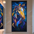 Stained Glass Window Privacy Film: Non-Adhesive Sun and Landscape Mosaic Design by AOHMPT