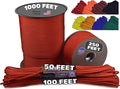 BORED? PARACORD! 550 lb Paracord - Ideal for Crafting, Camping, DIY Projects, Active & Military Outdoors - Strong Survival Rope - Tactical Parachute Cord Type III - Solar Orange 1000 Feet