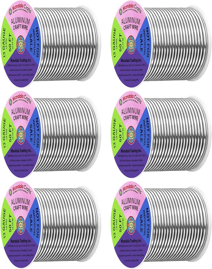 Mandala Crafts 13 Gauge Silver Tone Combo Anodized Aluminum Craft Wire | 300 FT by MandalaCrafts