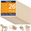 Basswood Sheets 12 x 12 x 1/8 Inch, 26 Packs Plywood Sheets Unfinished Wood by YALUMO