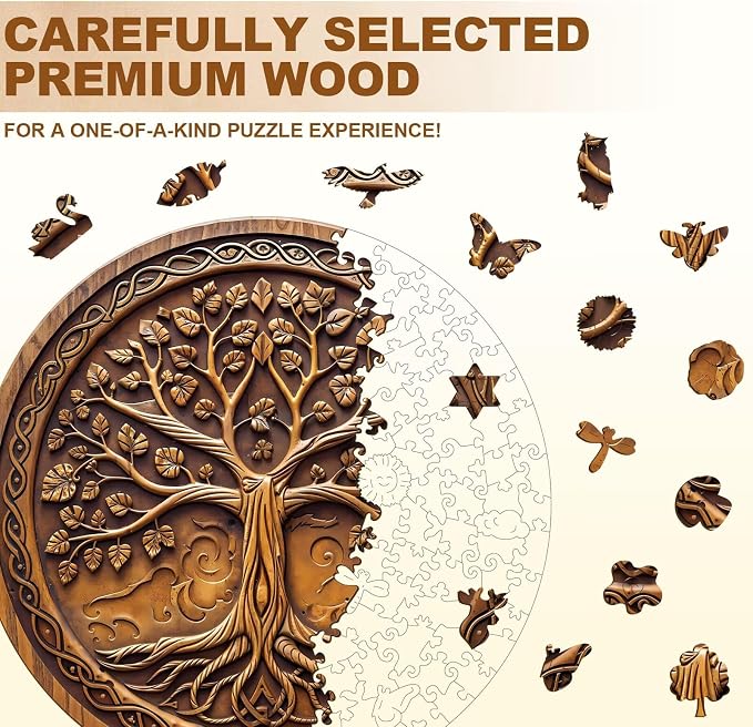 Tree of Time Puzzles Adults Gifts Wooden 100 Pieces 8.5 * 8.5in - Image 3