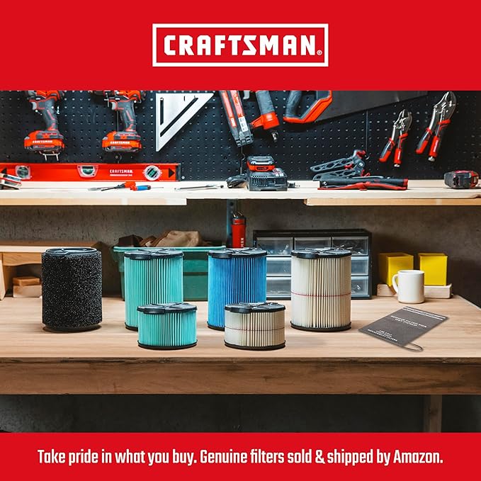 CRAFTSMAN CMXEVBE17050 5 Gallon 7.8 Amp Ash and Grilling Vacuum, Portable Dry Only Shop Vacuum with Drum Filter, Cartridge Filter, Hose and Attachments for Cool/Dry Ash Cleaning