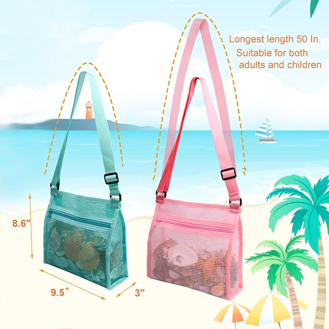 MUYIZI Mesh Beach Bag for Shells Collecting 3 Pack, Shell Bags for Beach - Image 5
