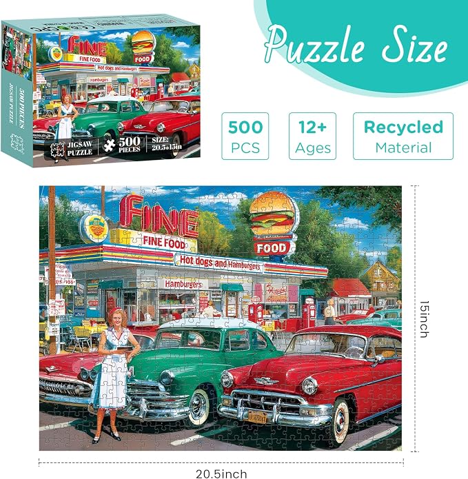 500 Pieces Jigsaw Puzzles, Retro Style 500 piece Puzzles - Image 2