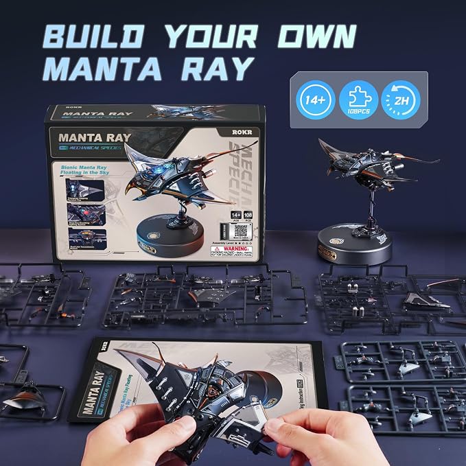 ROKR Mechanical Manta Ray 3D Metal Model Puzzle - Image 7