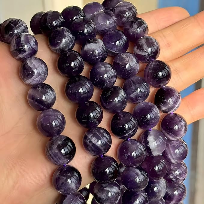 MJDCB Natural Dreamy Amethyst Beads Round Stone Beads DIY Loose Beads - Image 6