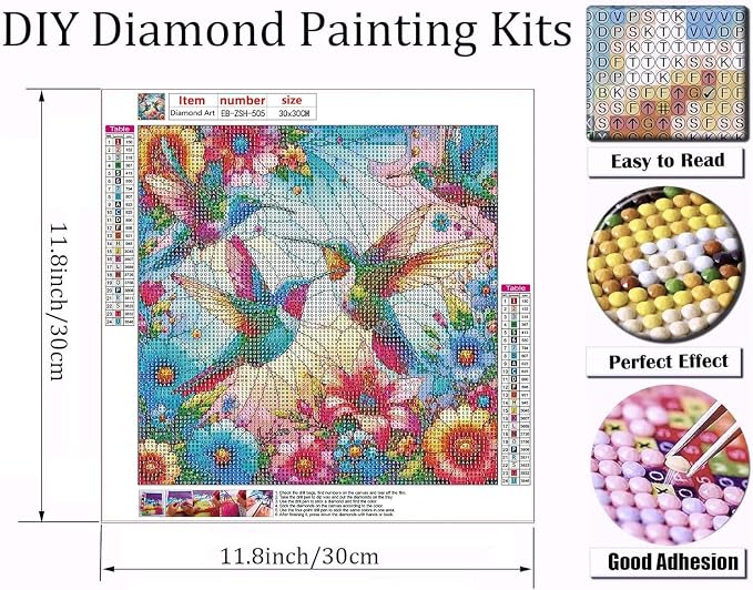 EIBEILI Diamond Art Kits for Adults-Hummingbird Diamond Painting Wall Decor | - Image 4
